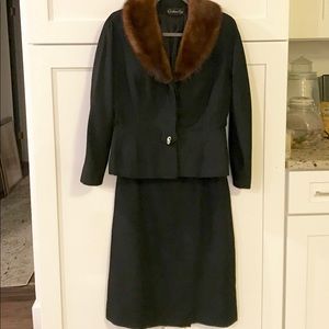 Vintage Suit with Mink Collar